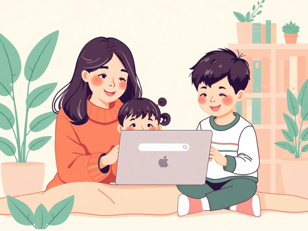 아이와 함께 학교를 찾는 가족